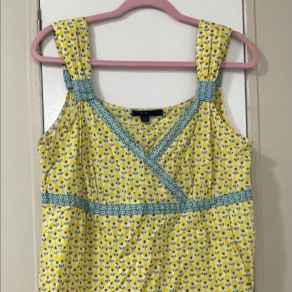 Yellow and blue floral print tank